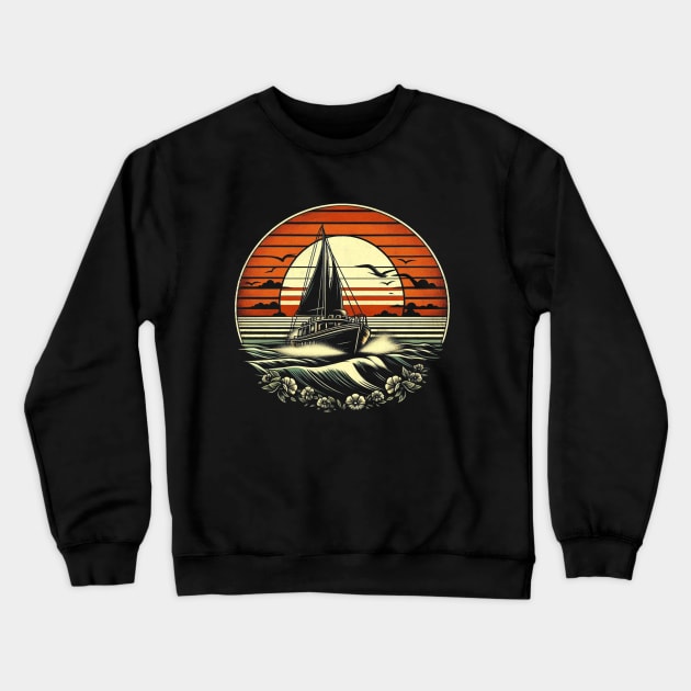 Golden Sunset Sail Crewneck Sweatshirt by Patrick9